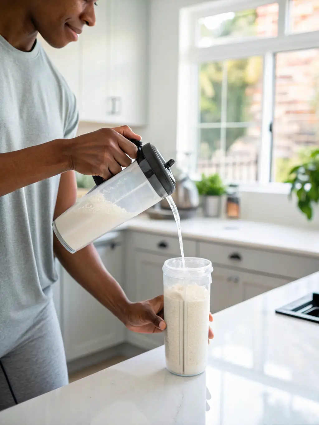 Image of a muscular athlete drinking Extreme Power Protein shake, showcasing muscle recovery and growth.
